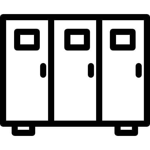 A set of coworking space lockers on a white background.